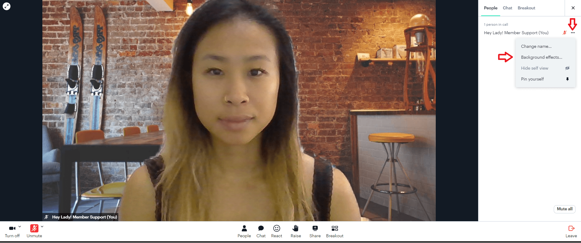 How do I change my background during an event?