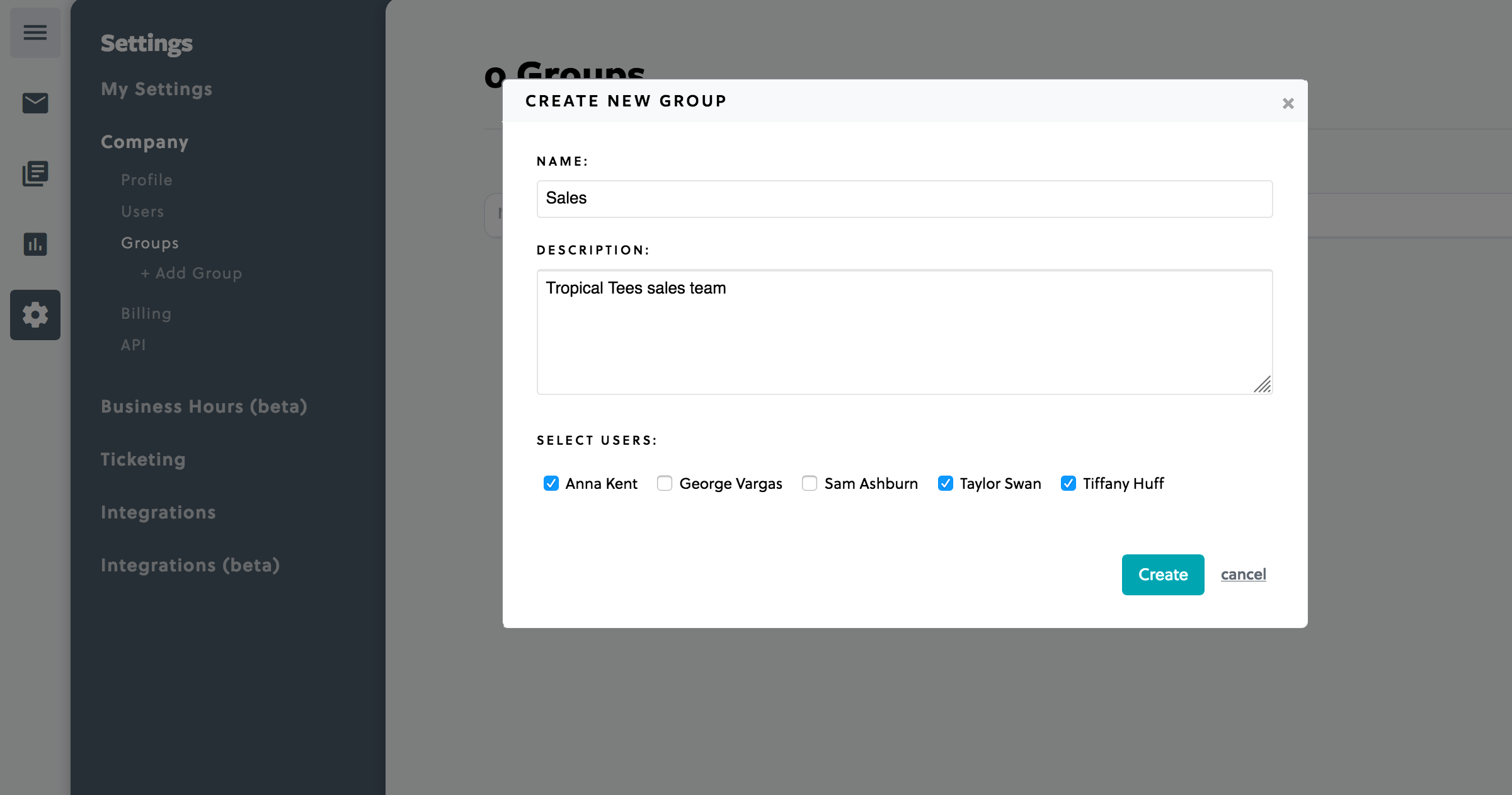 Creating a Group/Team
