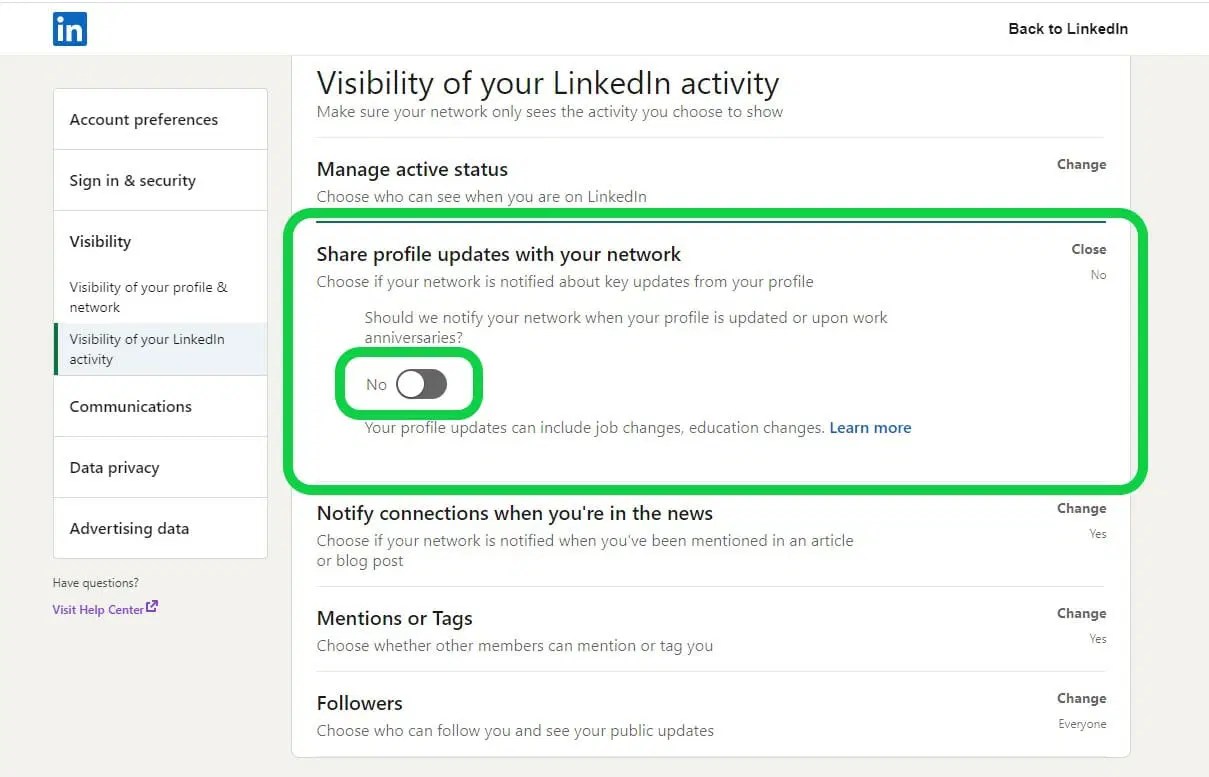 How to Update LinkedIn Profile Without Notifying Contacts Engage AI