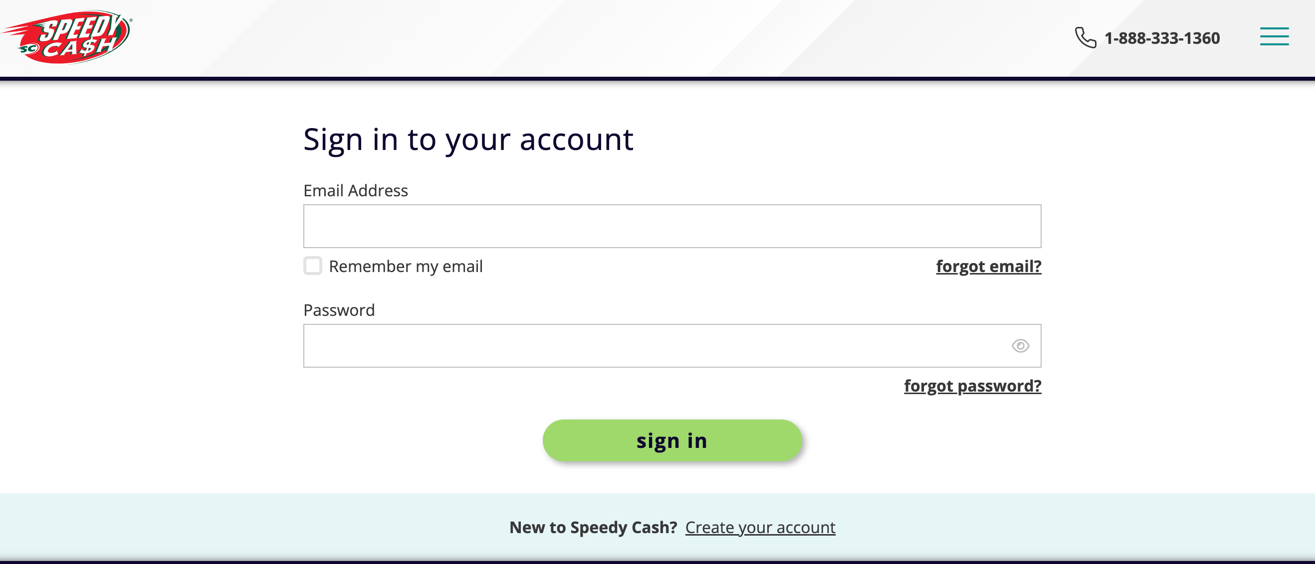 Personal account at Speedy Cash apply for an online loan, stepbystep