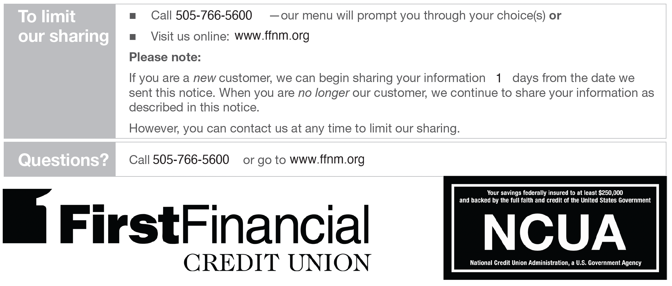 First Financial Credit Union Privacy Policy First Financial CU New