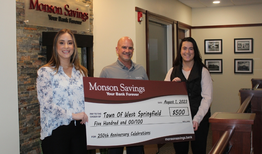 Monson Savings Bank Provides a 500 Donation Town of West Springfield's