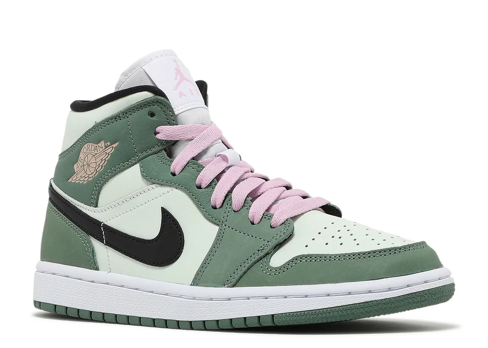 Wmns Air Jordan 1 Mid Se 'Dutch Green' - Air Jordan - Cz0774 300 - Dutch Green/Black/Barely Green/Arctic Pink | Flight Club
