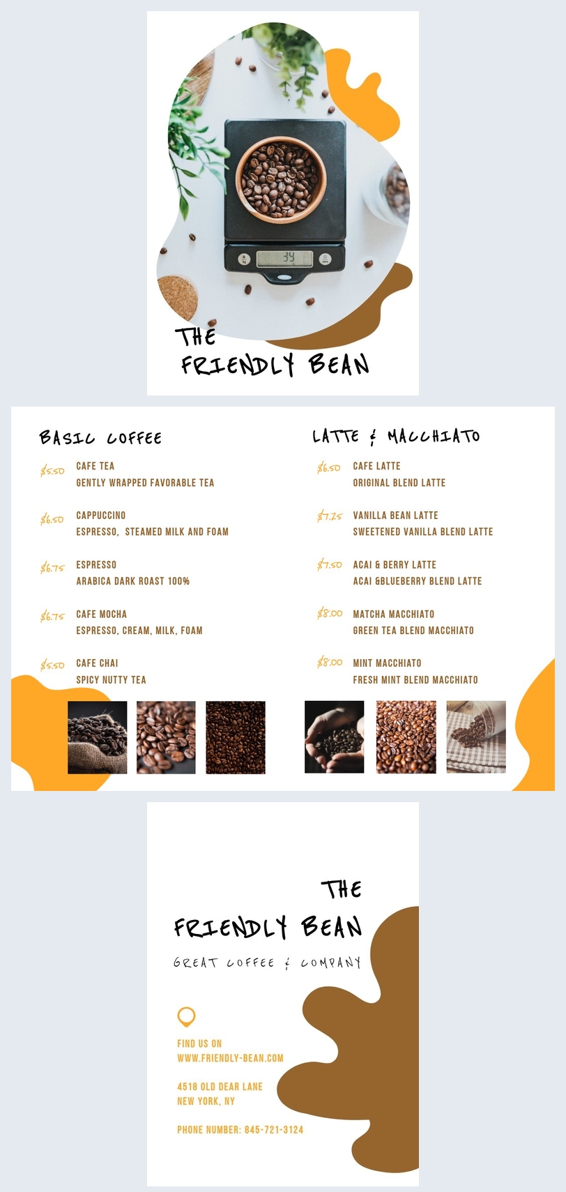 Plantilla ilustrada para la elaboración de un menú de café Flipsnack