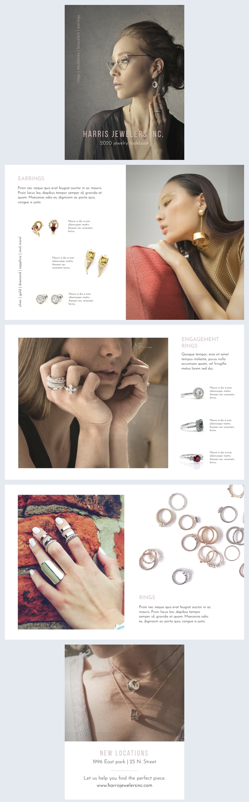 Plantilla editable para elaborar un lookbook de joyería
