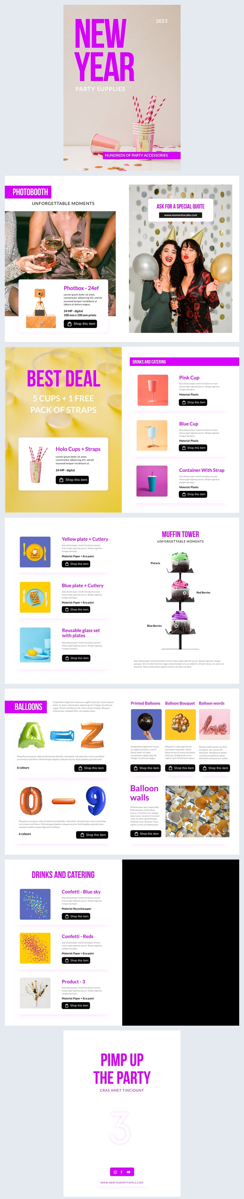 Interactive New Year Party Supplies Catalog Template Flipsnack
