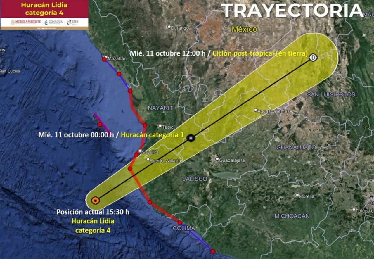 Huracán Lidia ya es categoría 4; se esperan lluvias torrenciales en 5
