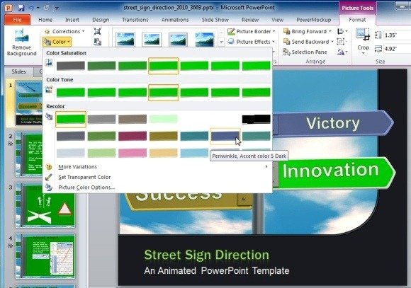 Street Sign Direction PowerPoint Template