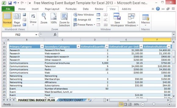 Free Meeting Event Budget Template For Excel 2013