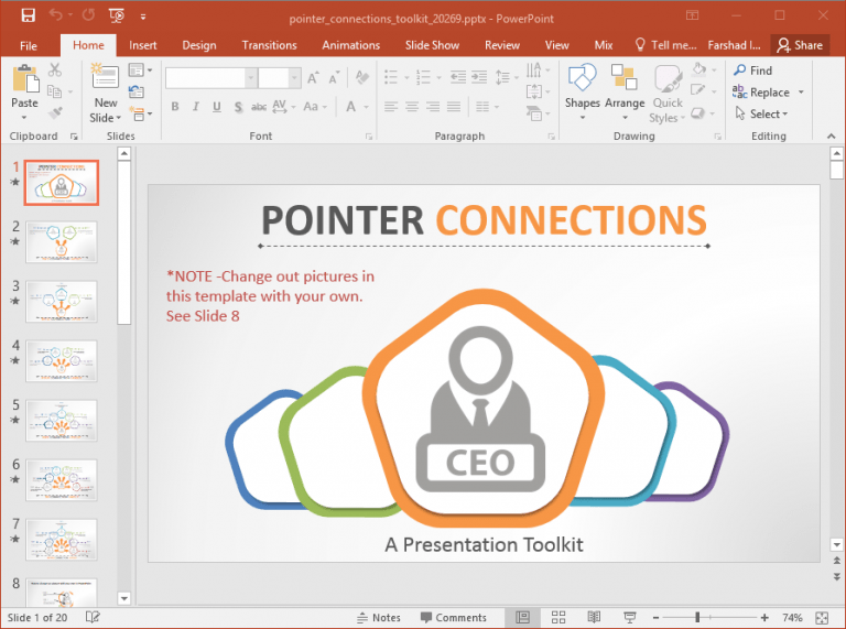 Animated Pointer Connections Template For PowerPoint