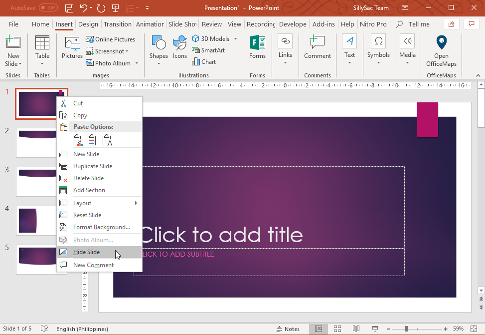 Creating Hide Slides Preset in PowerPoint