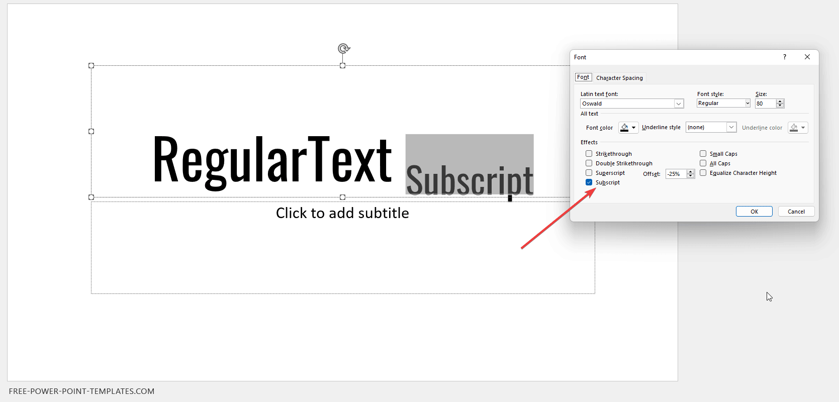 subscriptinpowerpointexample FPPT