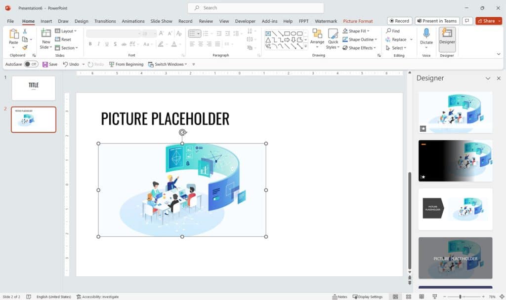 Insert a picture placeholder in PowerPoint