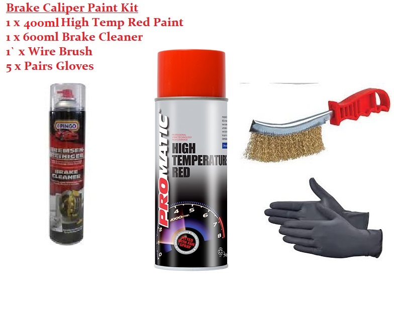 JOM RED Brake Caliper Paint Lacquer Kit Incls Cleaner Brush & Gloves