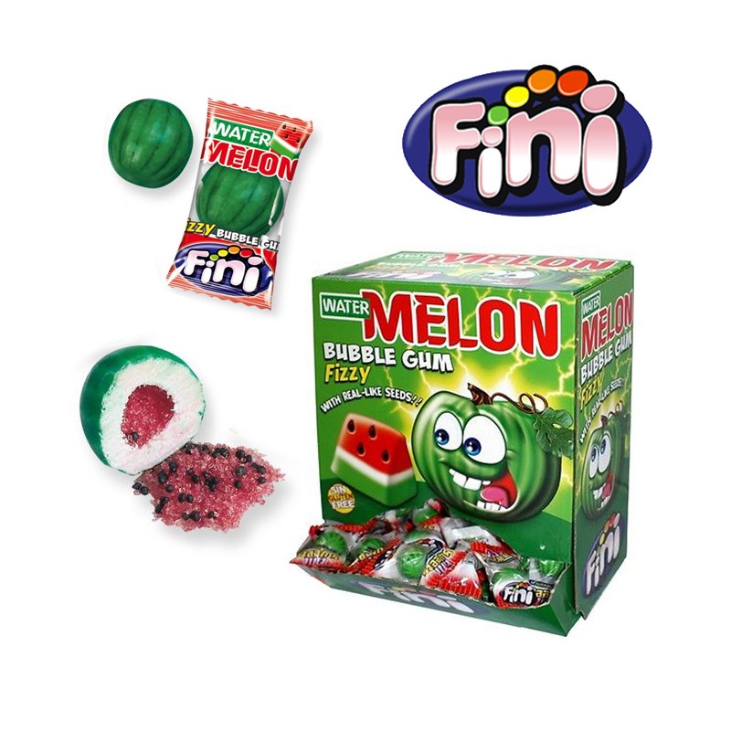 Fini Watermelon Fizzy Bubblegums Melon Bubble Gum Ball Sweets