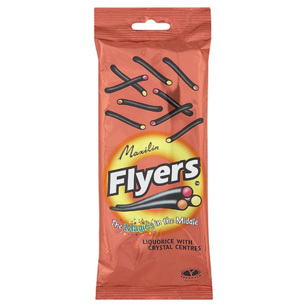 Maxilin Liquorice Flyers with Crystal Centres 75g Packet