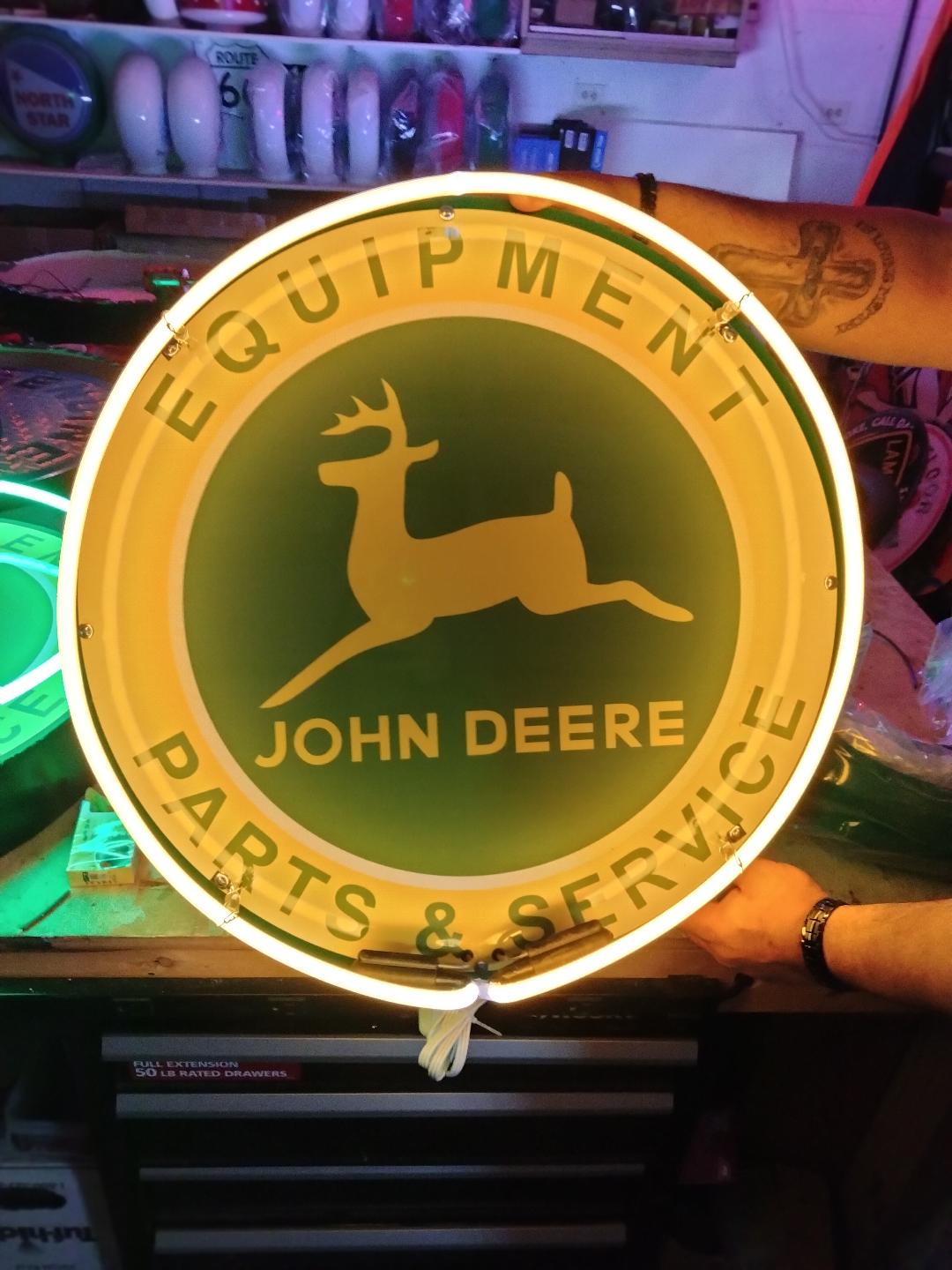 John Deere Neon Sign / Equipment Neon Signs / Parts and Service Neon