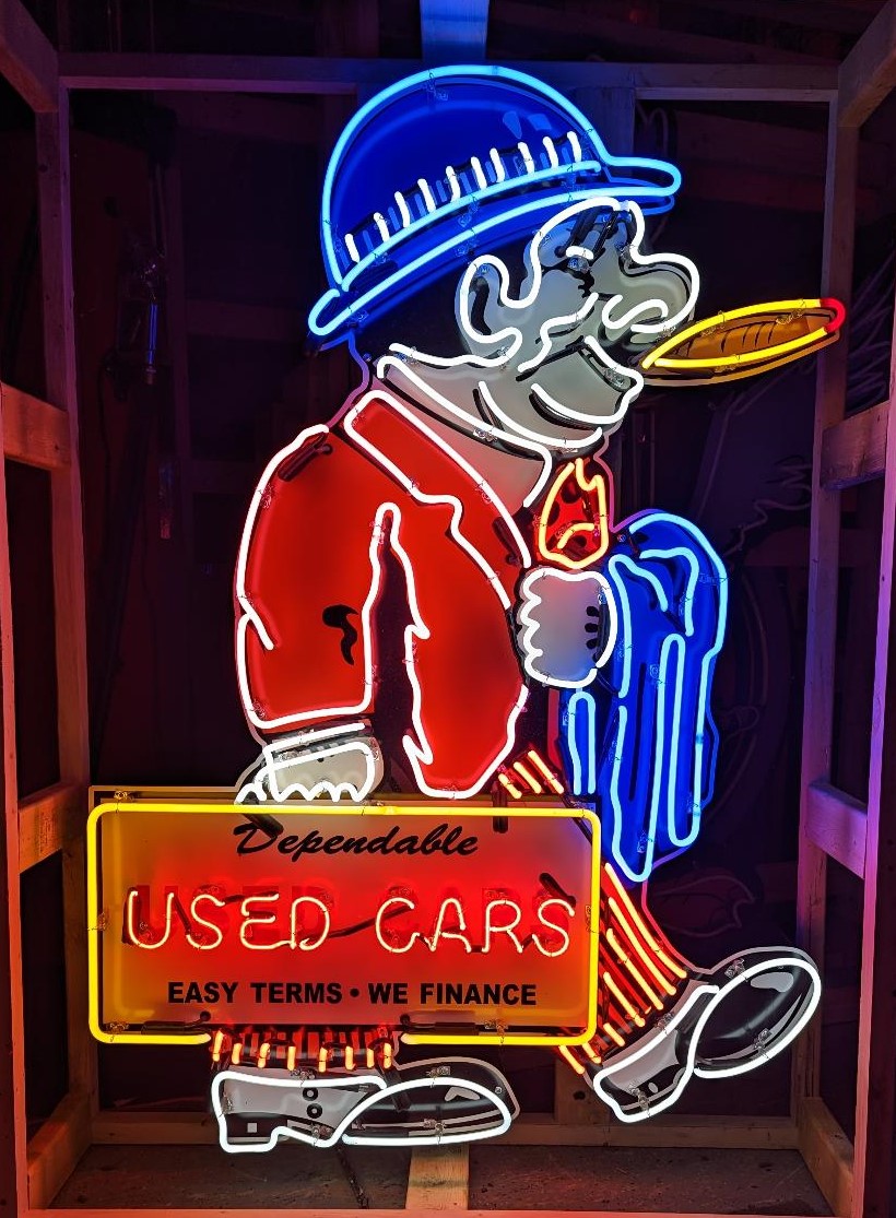 Used Car Salesman Neon Sign / Vintage Dealership Signs / Mens Neons