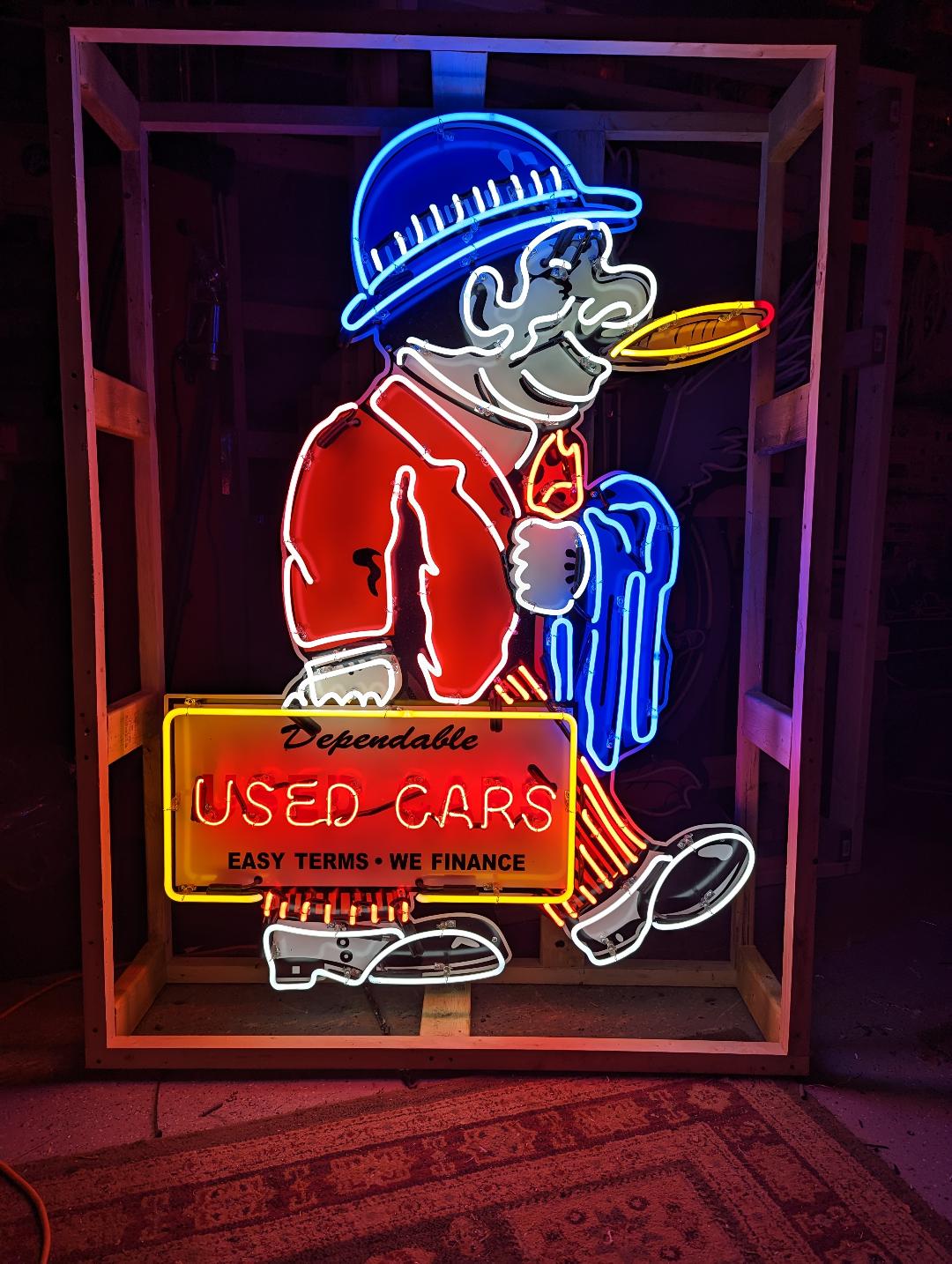 Used Car Salesman Neon Sign / Vintage Dealership Signs / Mens Neons