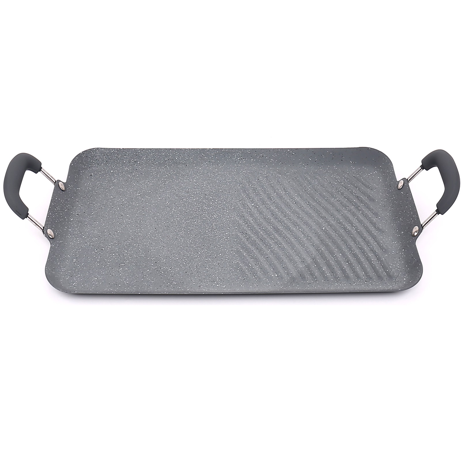 Aluminium Grey Marble Non Stick Teppanyaki Double Stove Top Grill Pan