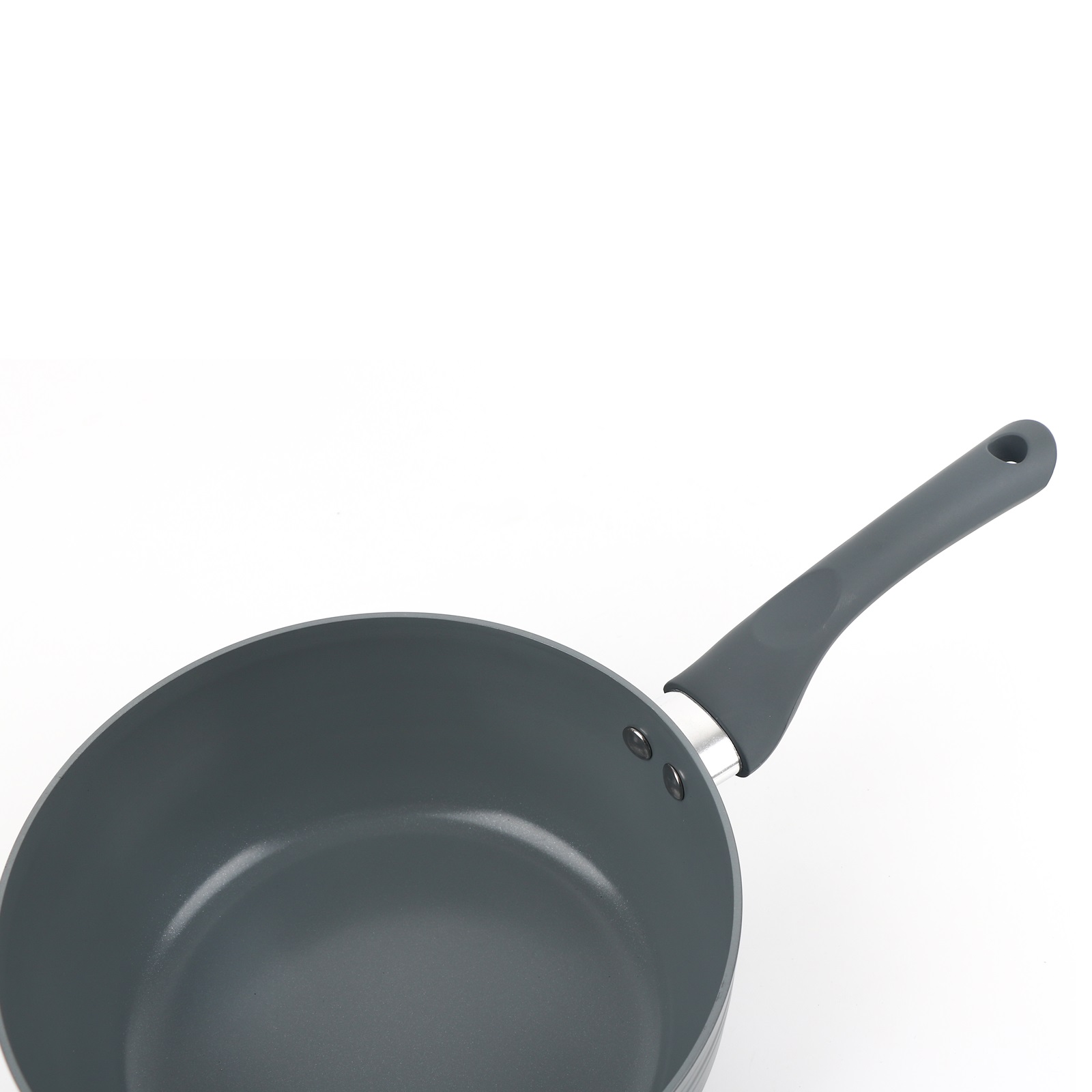 Grey 8 Piece Ribbed Cookware Set Non Stick Induction Pans Saucepans