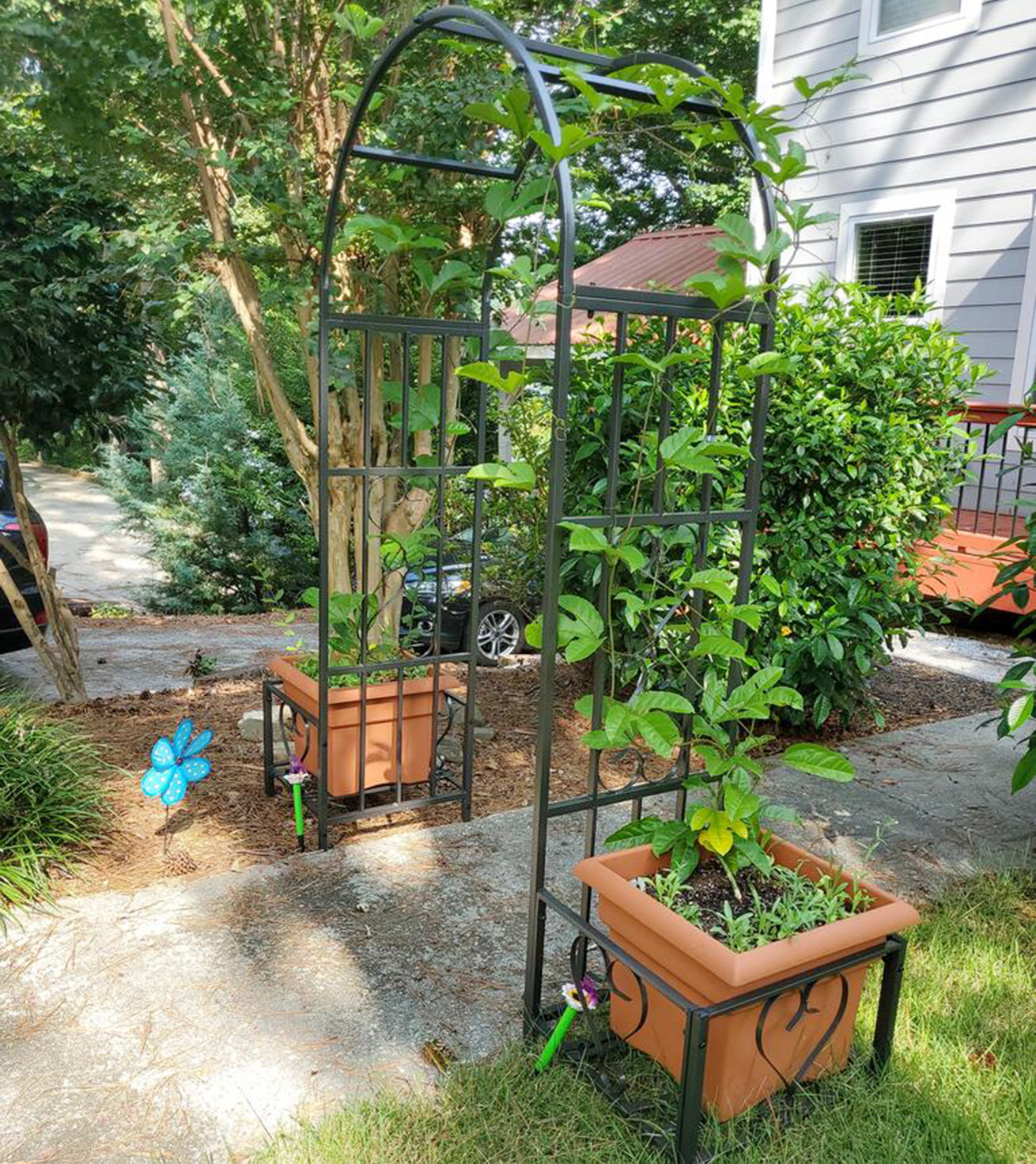 Metal Garden Patio Arch With Planters Rose Arbour Archway Climbing