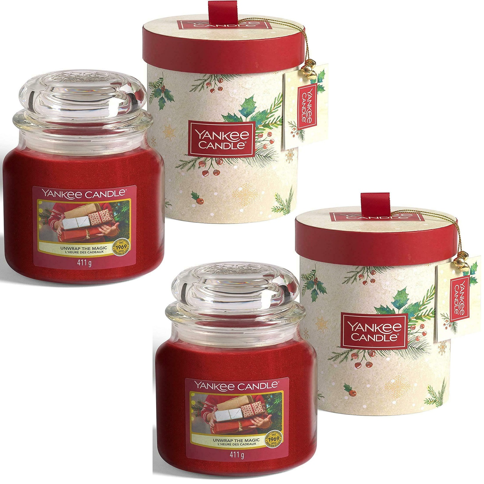 Set Of 2 Yankee Candle Christmas Scented Fragrance Unwrap the Magic