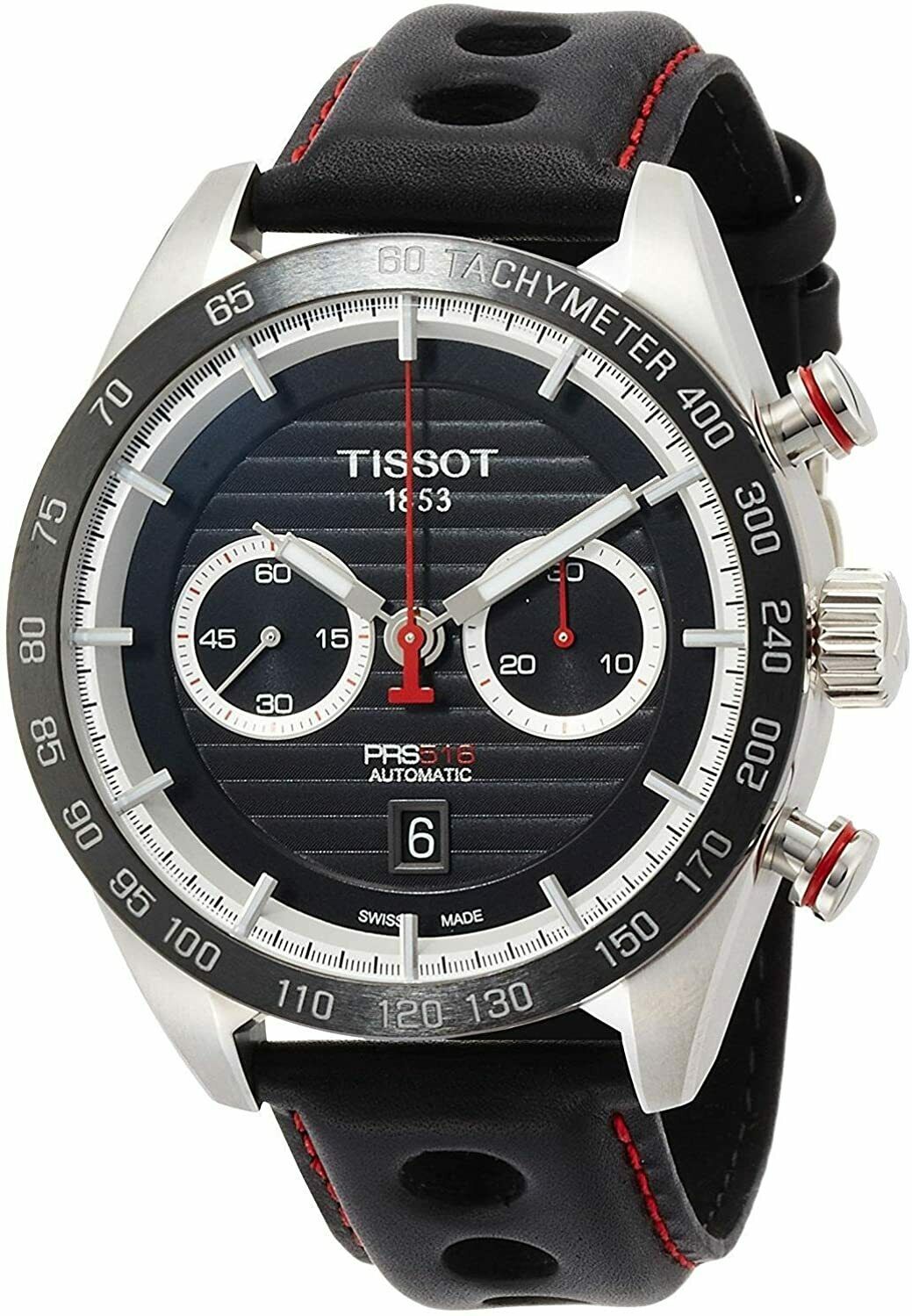 Tissot T1004271605100 Black Dial Leather Strap Automatic Watch For Men