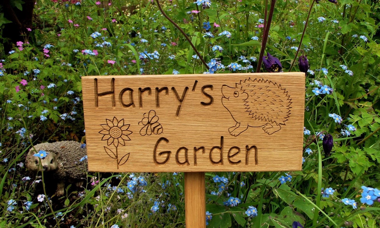 Personalised Garden Plaque with Hedgehog Image