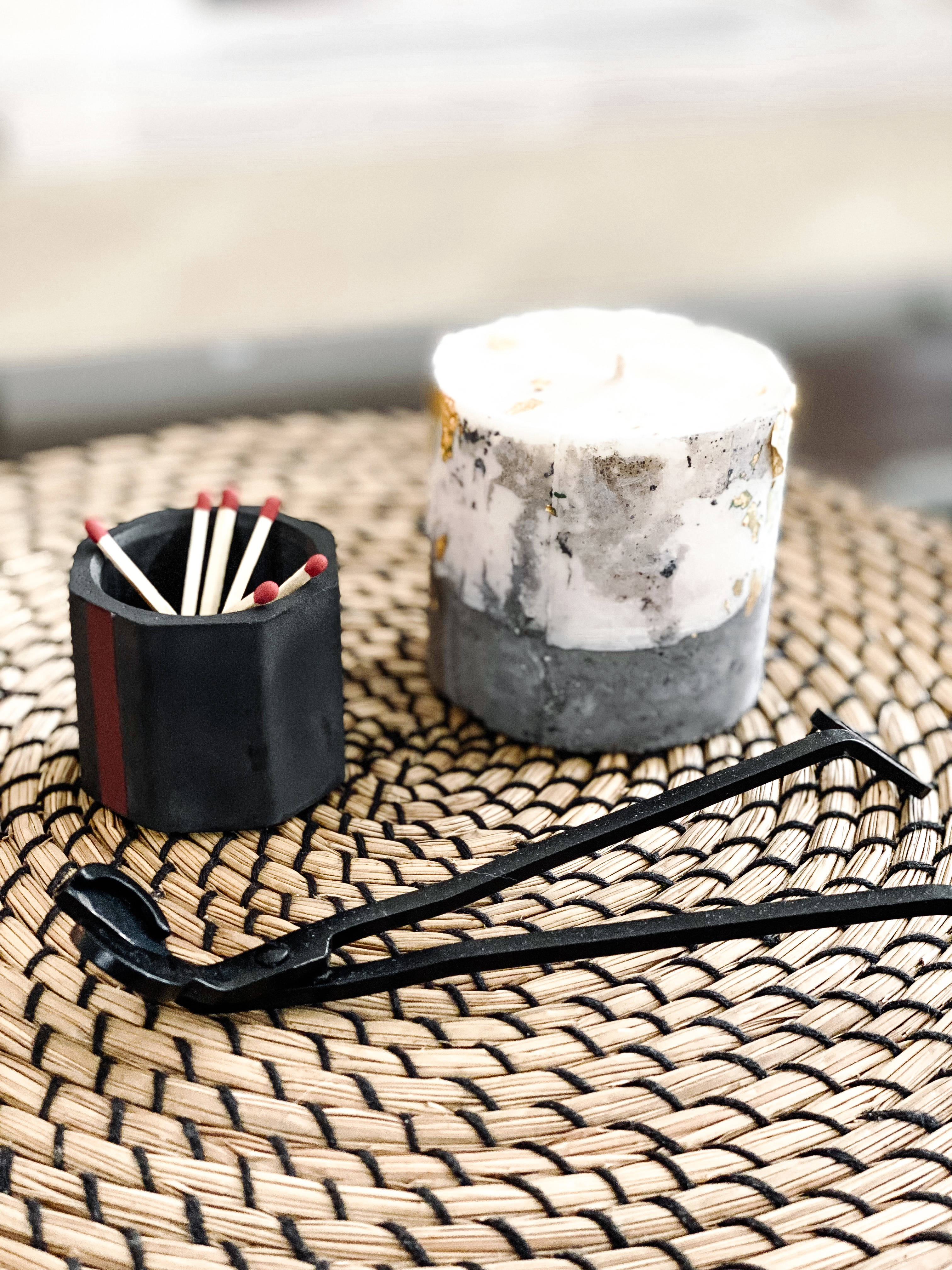 Concrete Match Stick Container