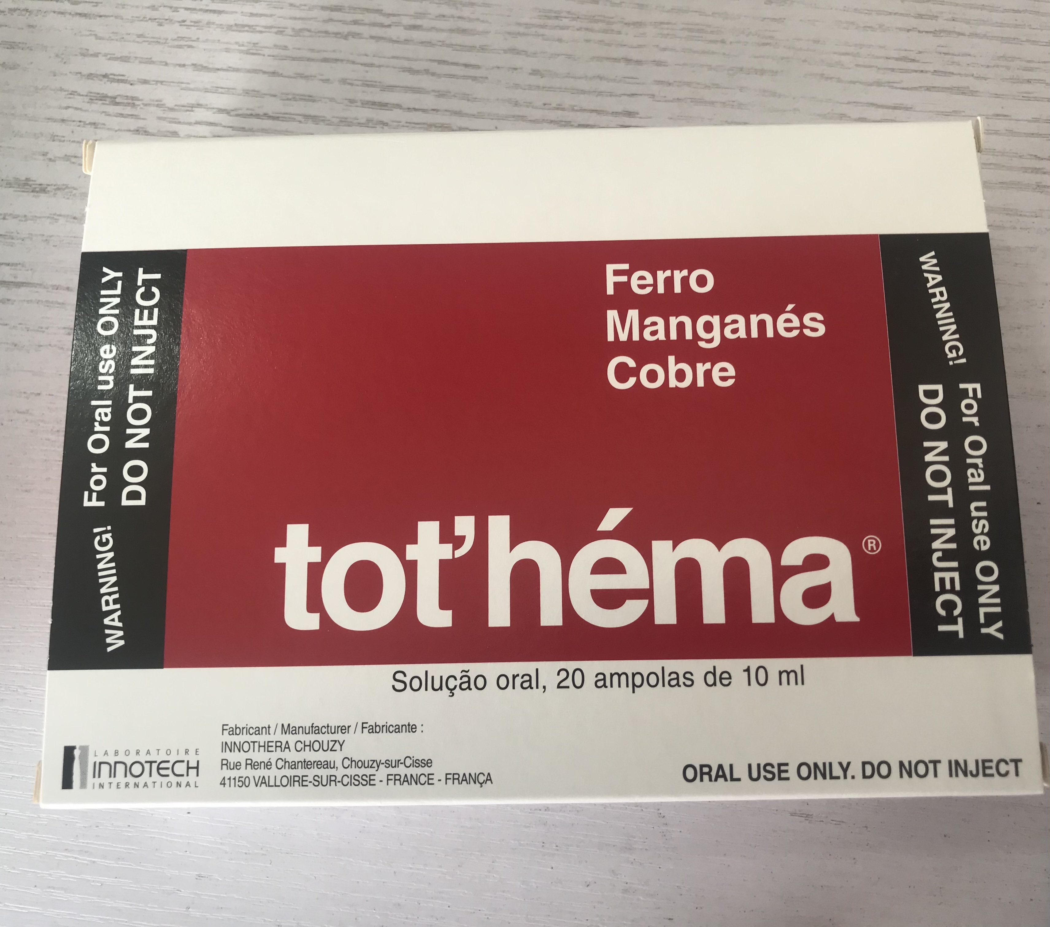 TOT'HEMA Liquid Iron 20 x 10ml Manganese Anemia Treatment Ampoules