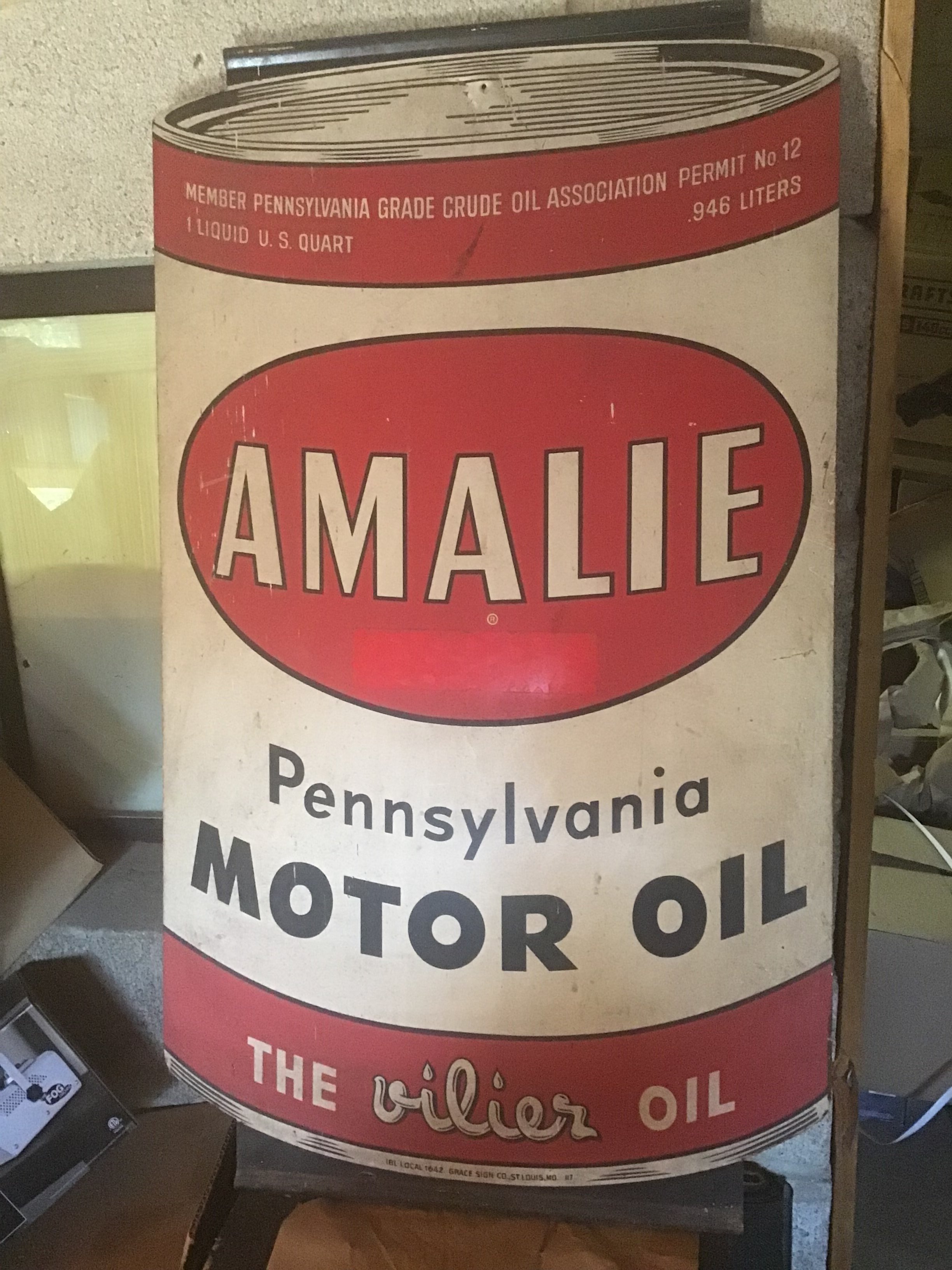 Amalie Oil Can Shaped 2 Sided Metal Sign