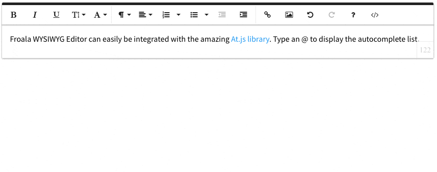 At.JS Integration WYSIWYG HTML Editor Examples Froala