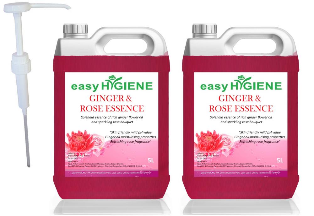 PELICAN PUMP + ROSE and GINGER OIL 10L Liquid Flower Red Pink Hand Soap