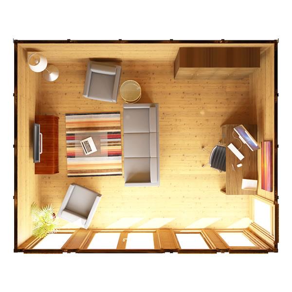 6m x 4m Waltons Wooden Insulated Garden Room Modular Home Office Pent