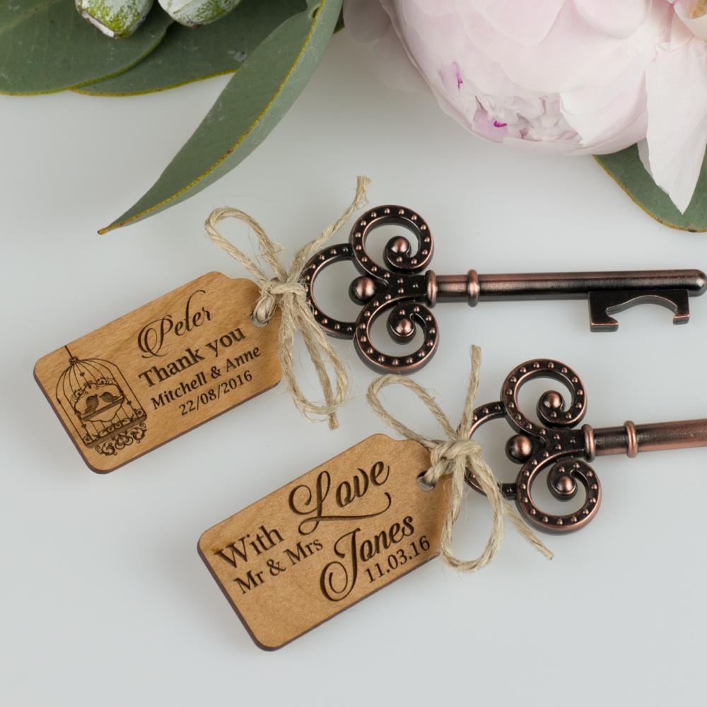 Personalised Favours Rustic Key Shaped Wedding Bottle Openers Antique
