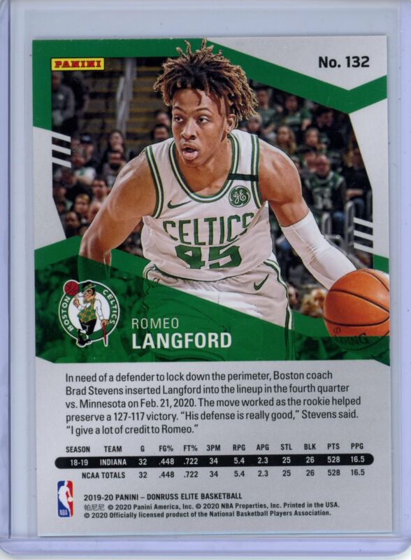201920 Donruss Elite 132 ROMEO LANGFORD Red SP Rookie Card Celtics RC eBay