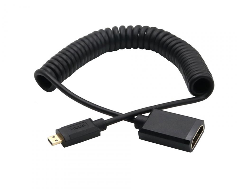 Super Slim Micro HDMI Male to Hdmi Female Coiled Cable GoPro Hero 7