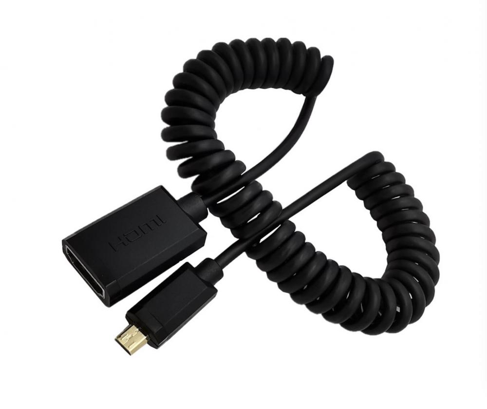 Super Slim Micro HDMI Male to Hdmi Female Coiled Cable GoPro Hero 7