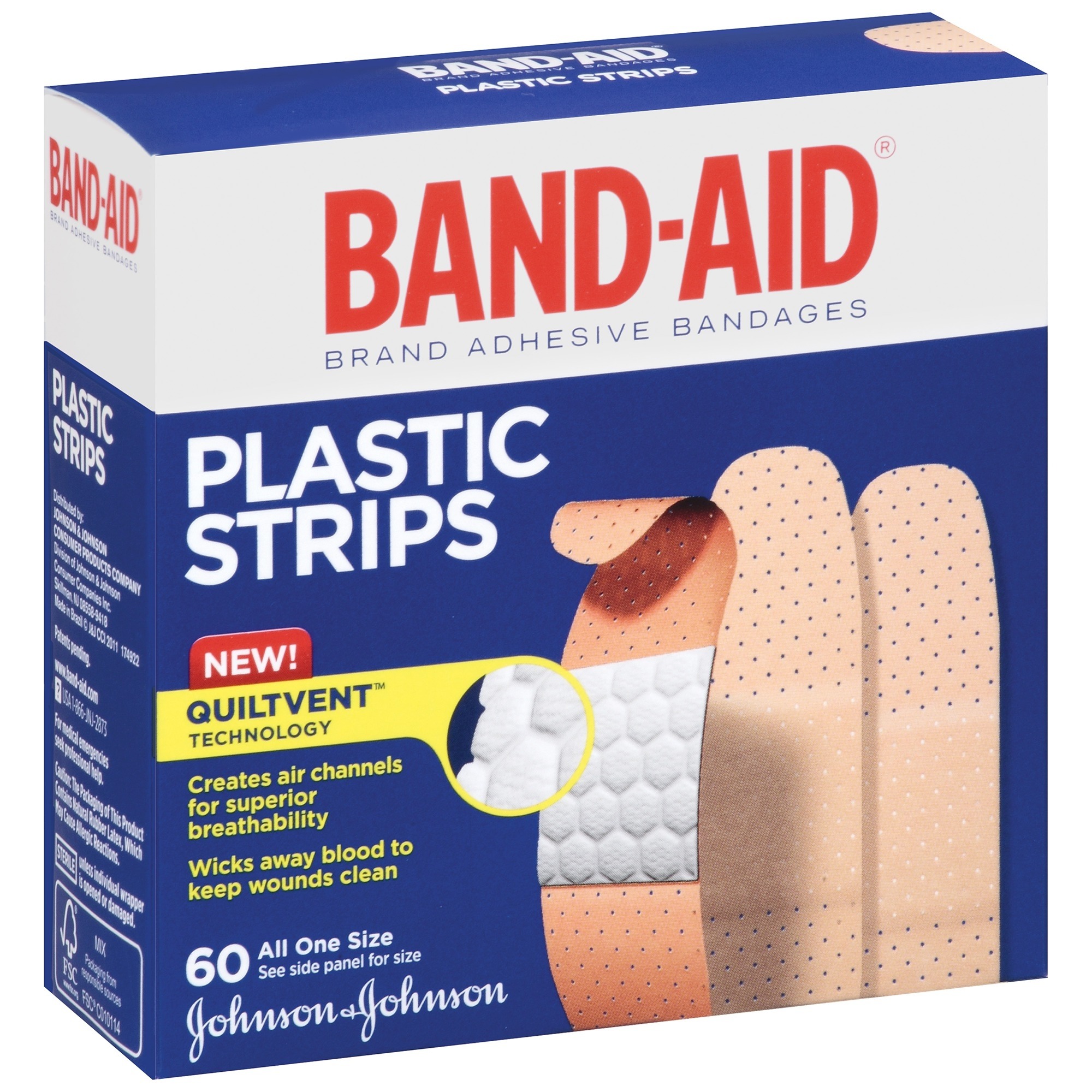 BandAid Plastic Strips Bandages, 60 ea