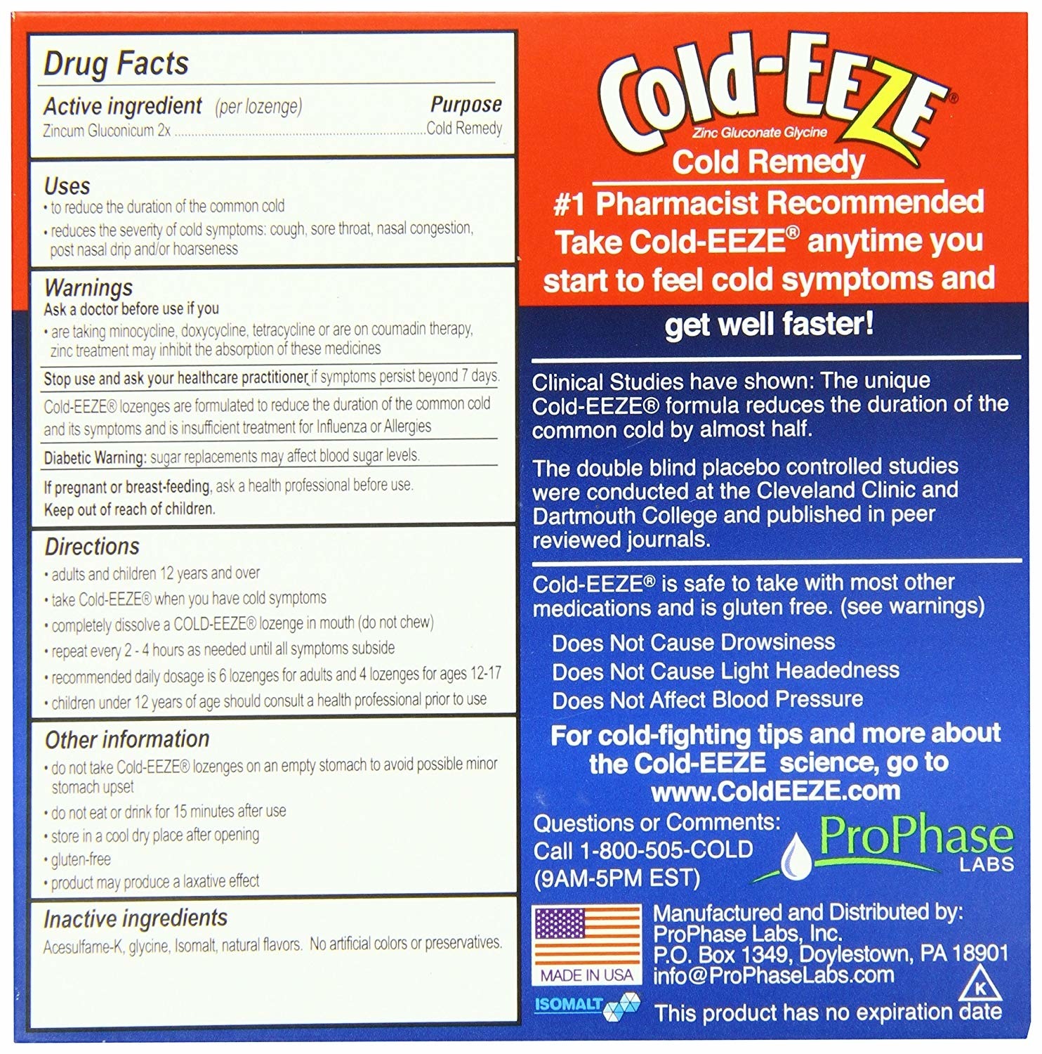 ColdEEZE Cold Remedy Sugar Free Lozenges, Wild Cherry, 18 ct