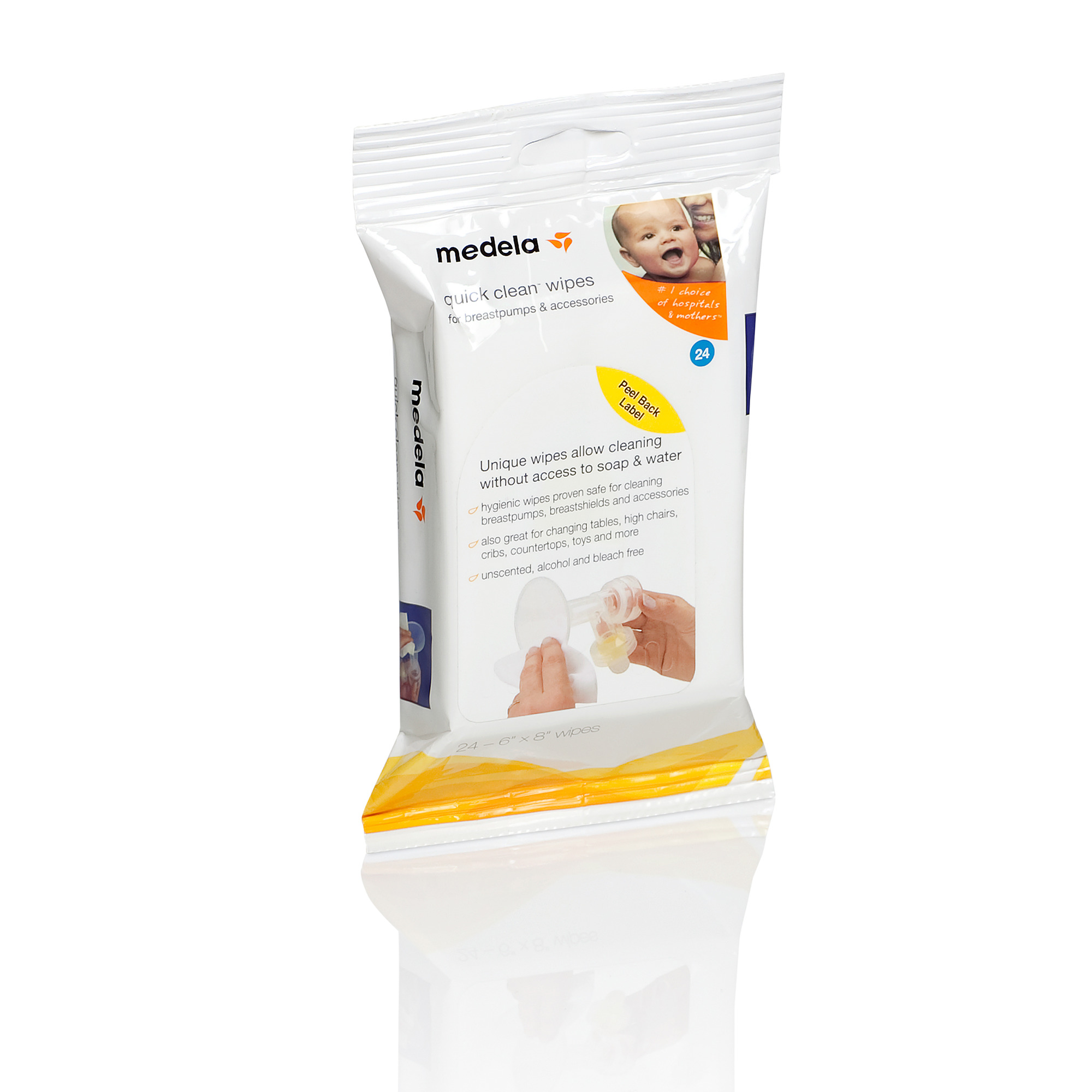 Medela Quick Clean Breast Pump & Accessory Wipes, 24 ea