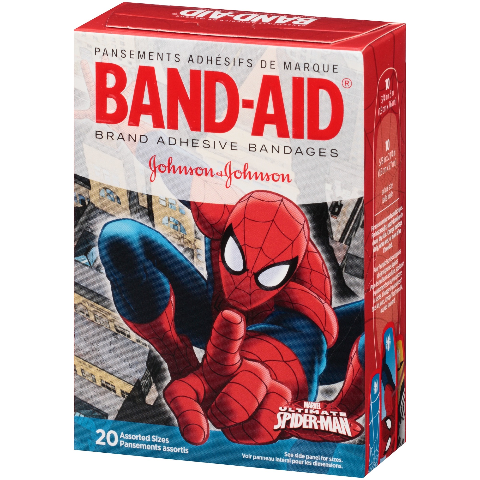 BandAid Adhesive Bandages, Spiderman, Assorted Sizes, 20 Count