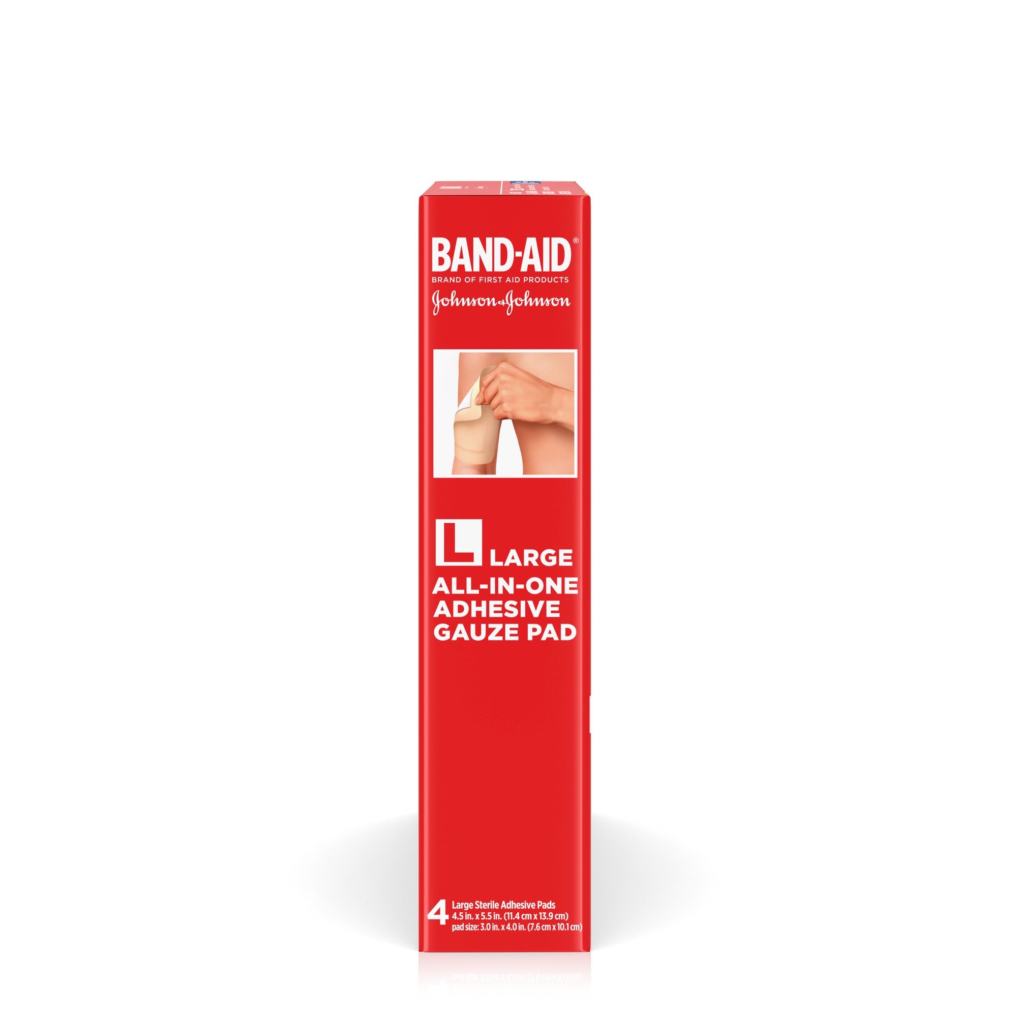 BandAid AllinOne Adhesive Gauze Pad, Large 4ct