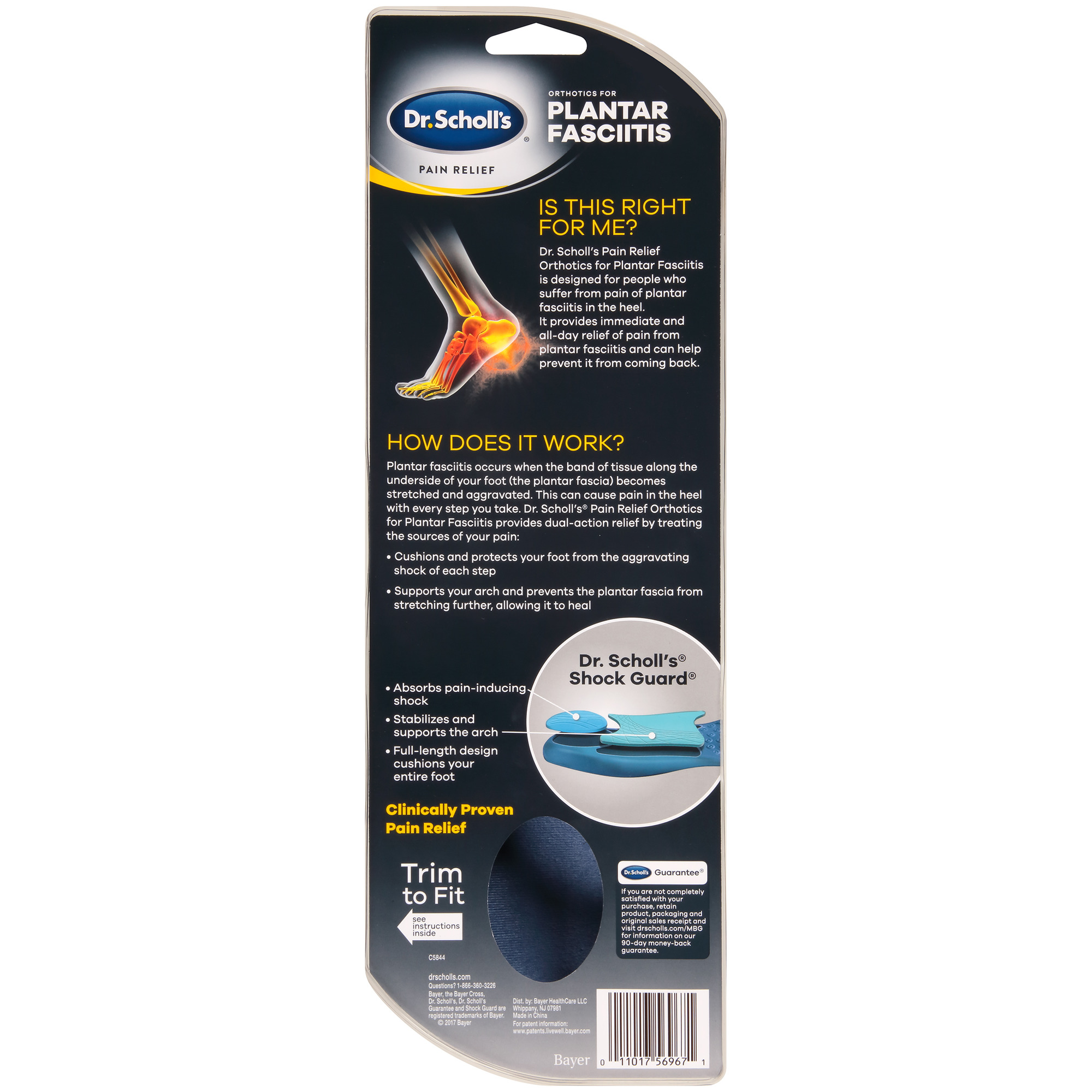 Dr. Scholl's Pain Relief Orthotics for Plantar Fasciitis for Men, One