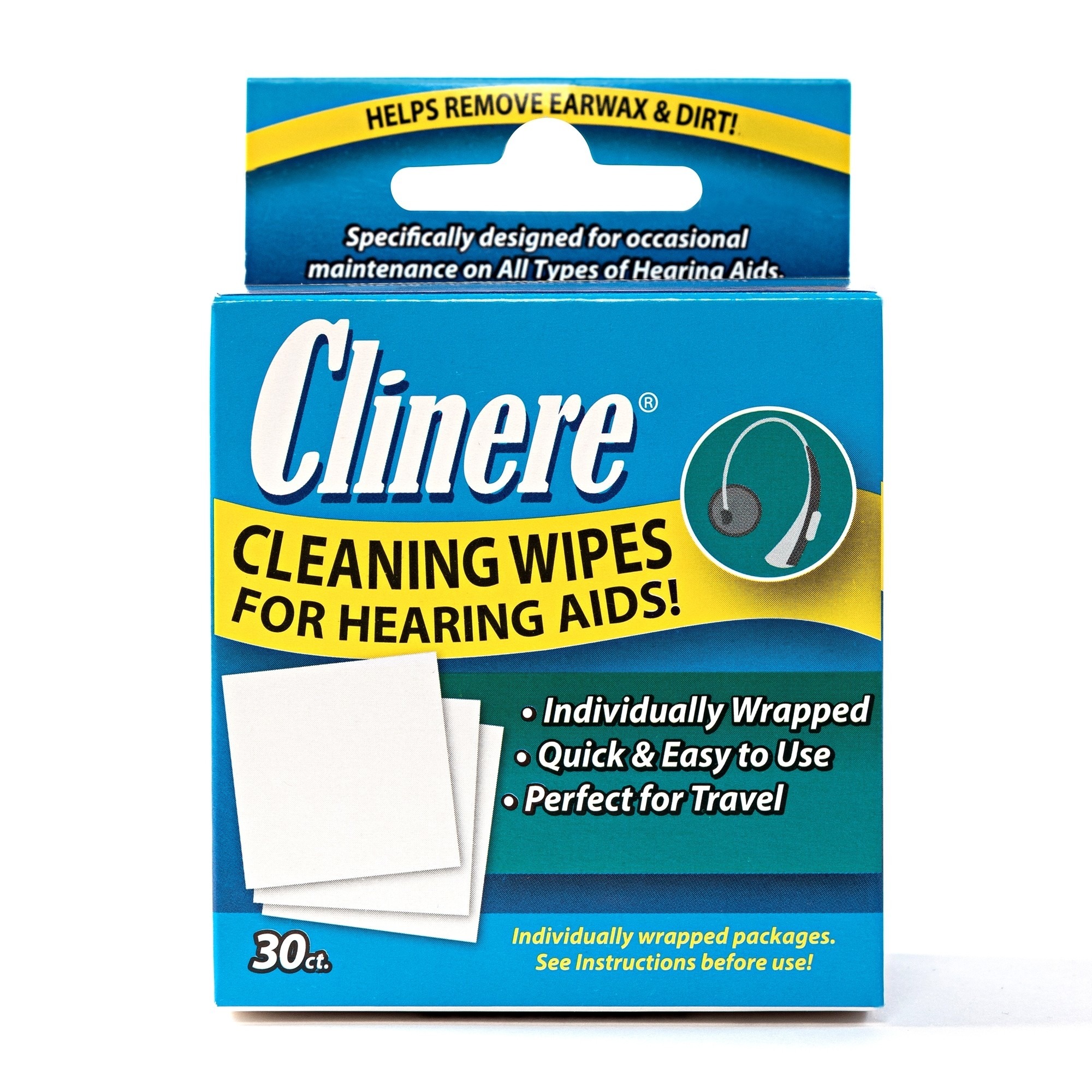 Clinere Hearing Aid Cleaning Wipes, 30 Count