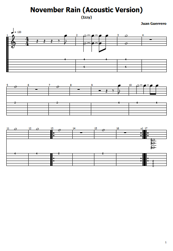 November Rain Guitar Chords