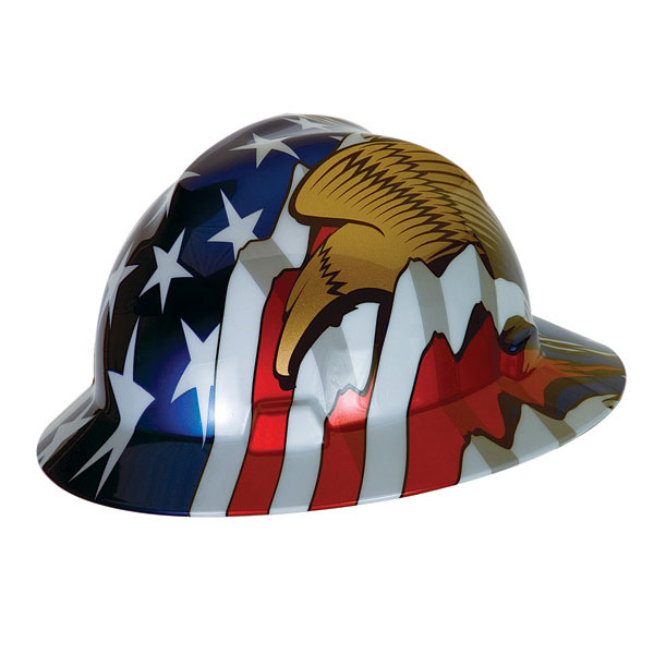 MSA VGard Full Brim Hard Hat American Flag with 2 Eagles