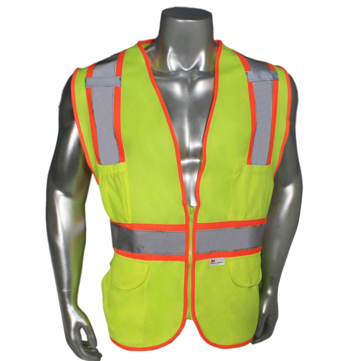 Radians LHV45ANSIMP Solid Front Mesh Back TwoTone Safety Vest Zipper Closure Yellow/Lime
