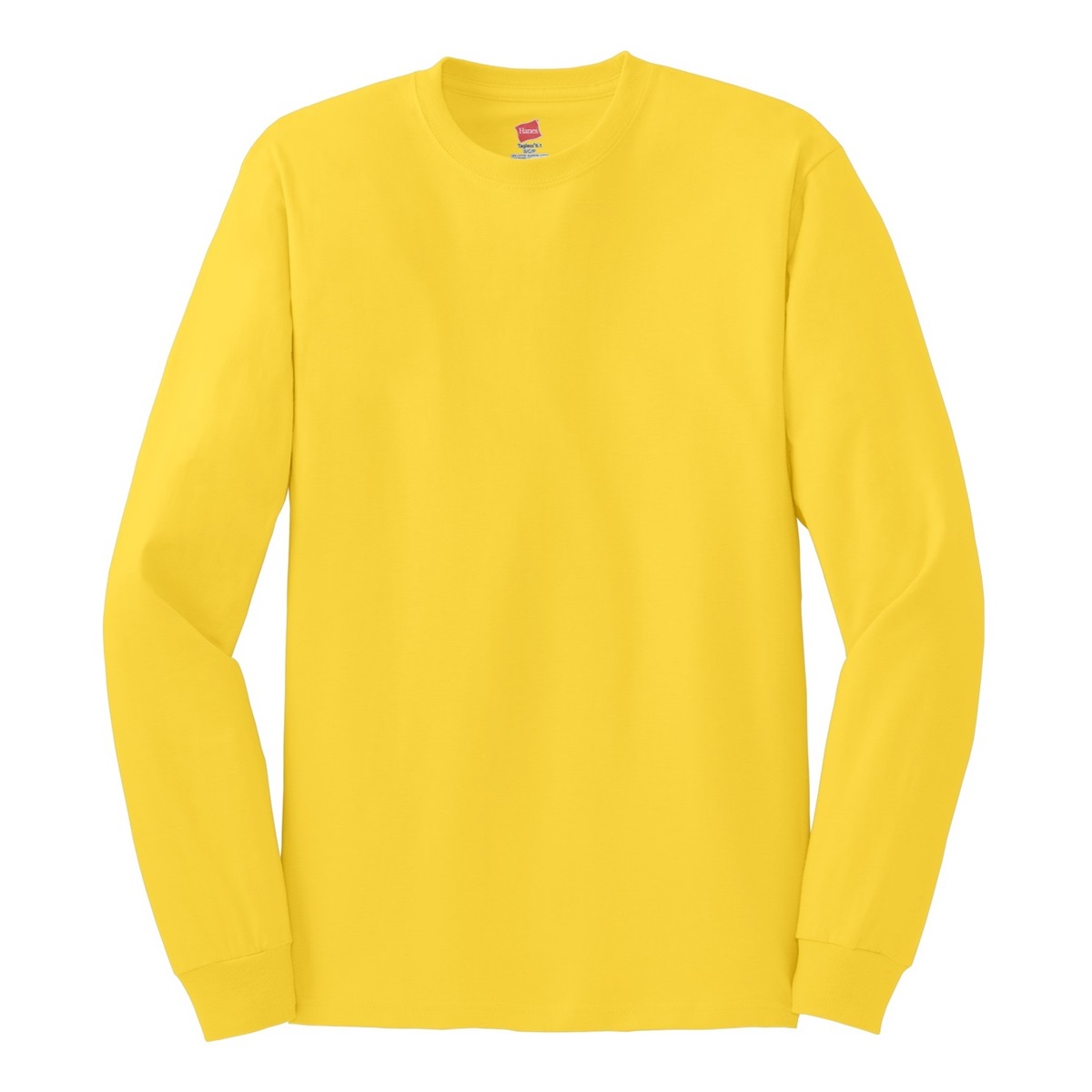 Hanes 5586 Tagless Cotton Long Sleeve TShirt Yellow